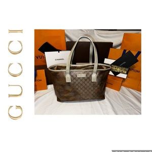 Gucci Custom Metallic detailed Logo print handbag